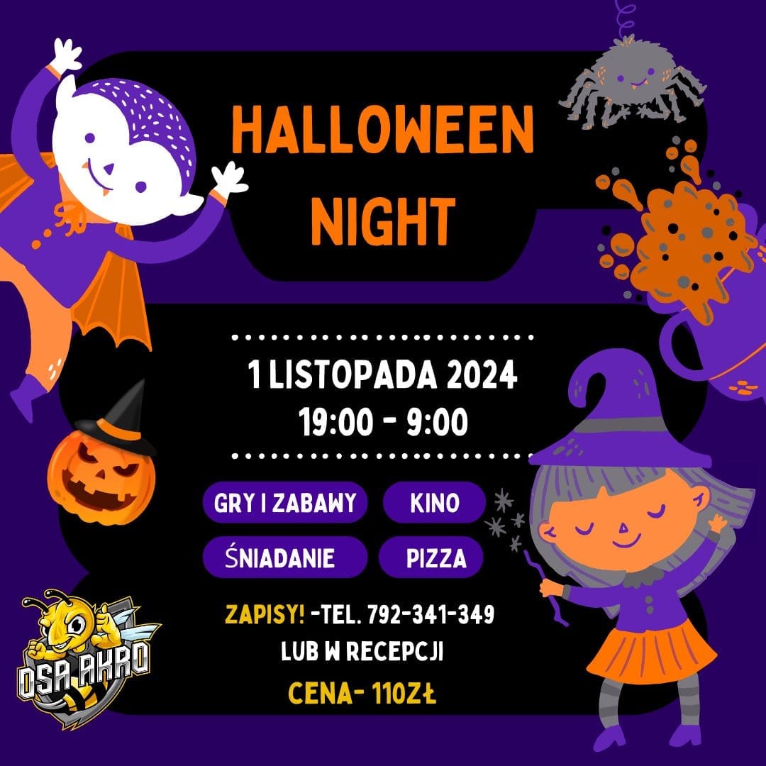 Nocka halloweenowa dla dzieci w OSA Akro – zapraszamy! 🎃